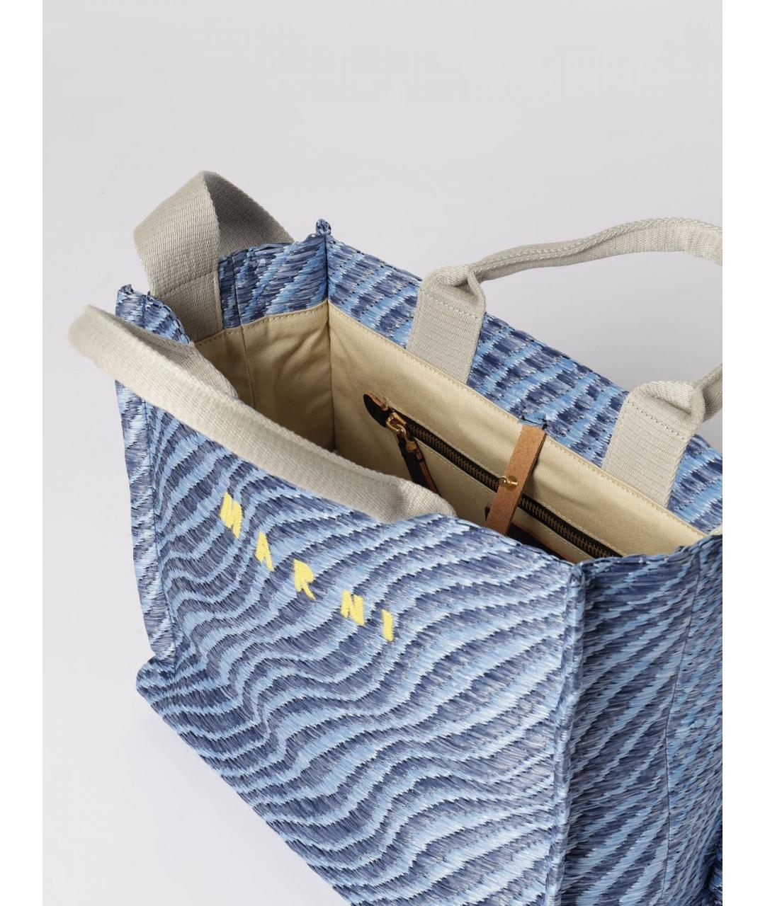 MARNI Синяя синтетическая сумка тоут, фото 5