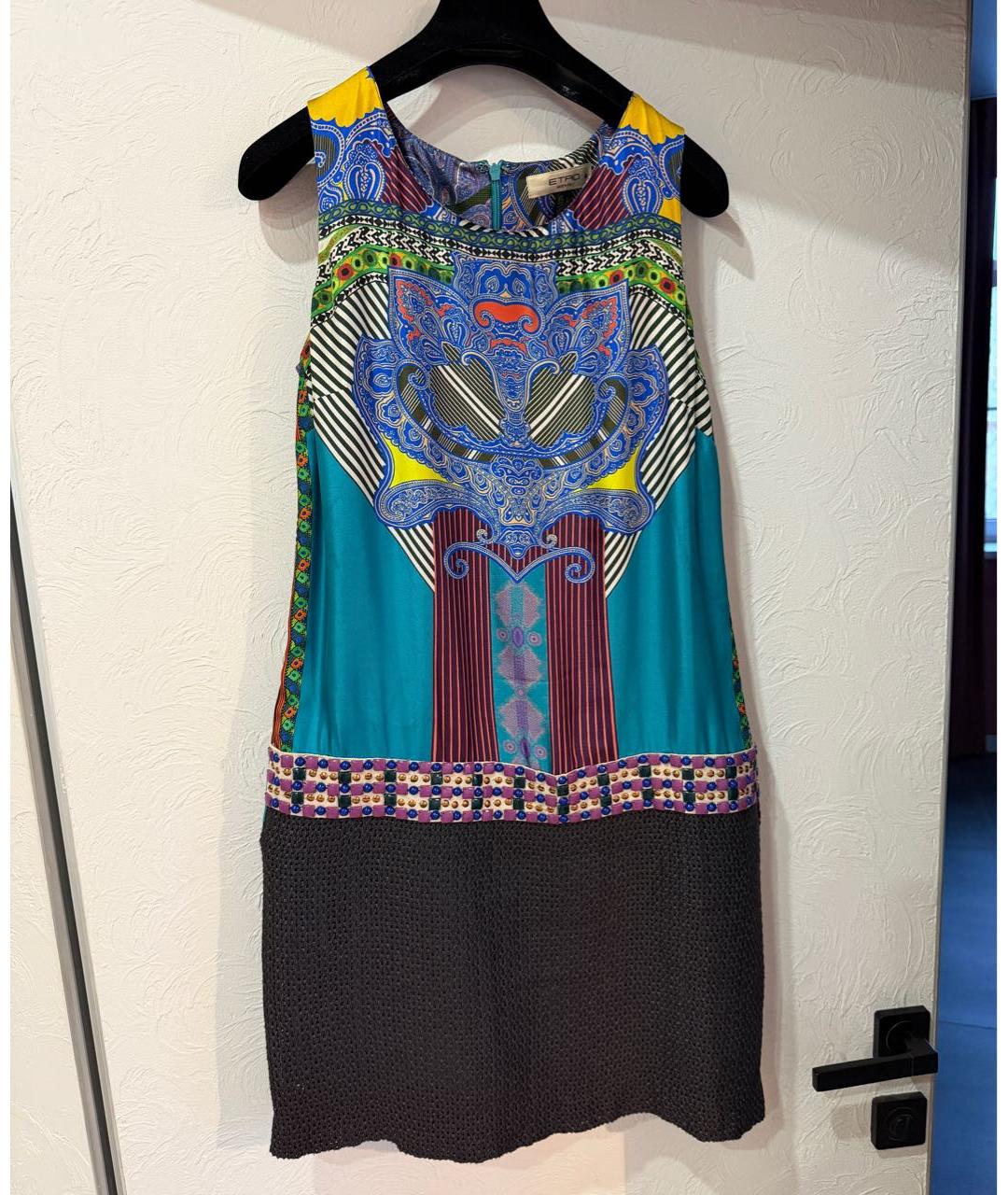 ETRO Бирюзовое шелковое платье, фото 6