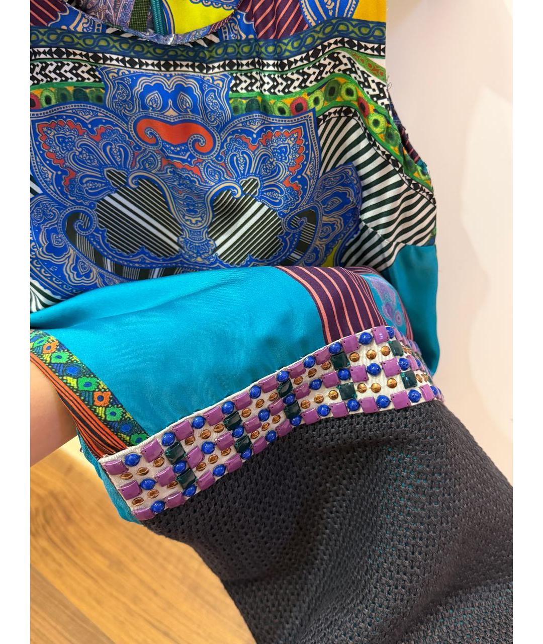 ETRO Бирюзовое шелковое платье, фото 4