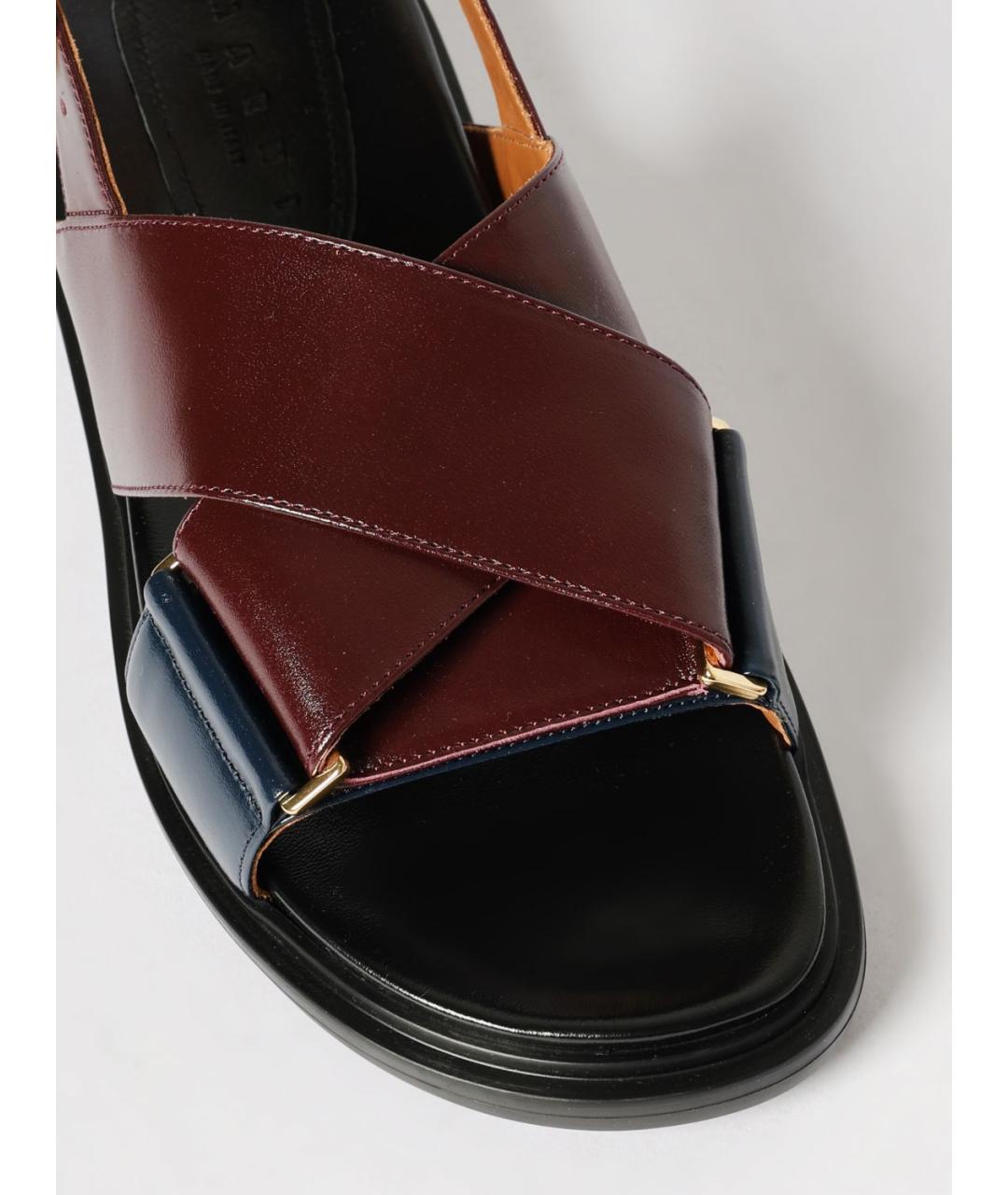 MARNI Бордовые кожаные босоножки, фото 4