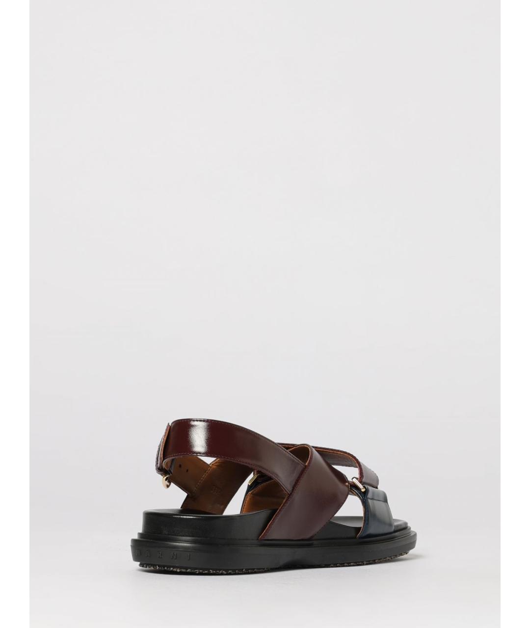 MARNI Бордовые кожаные босоножки, фото 3