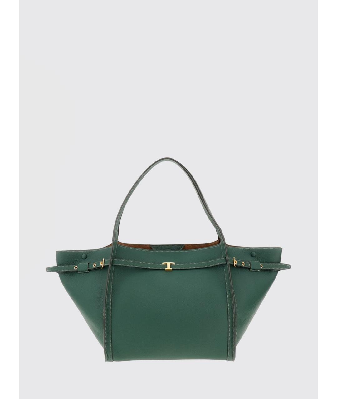 TOD'S Зеленая кожаная сумка тоут, фото 4