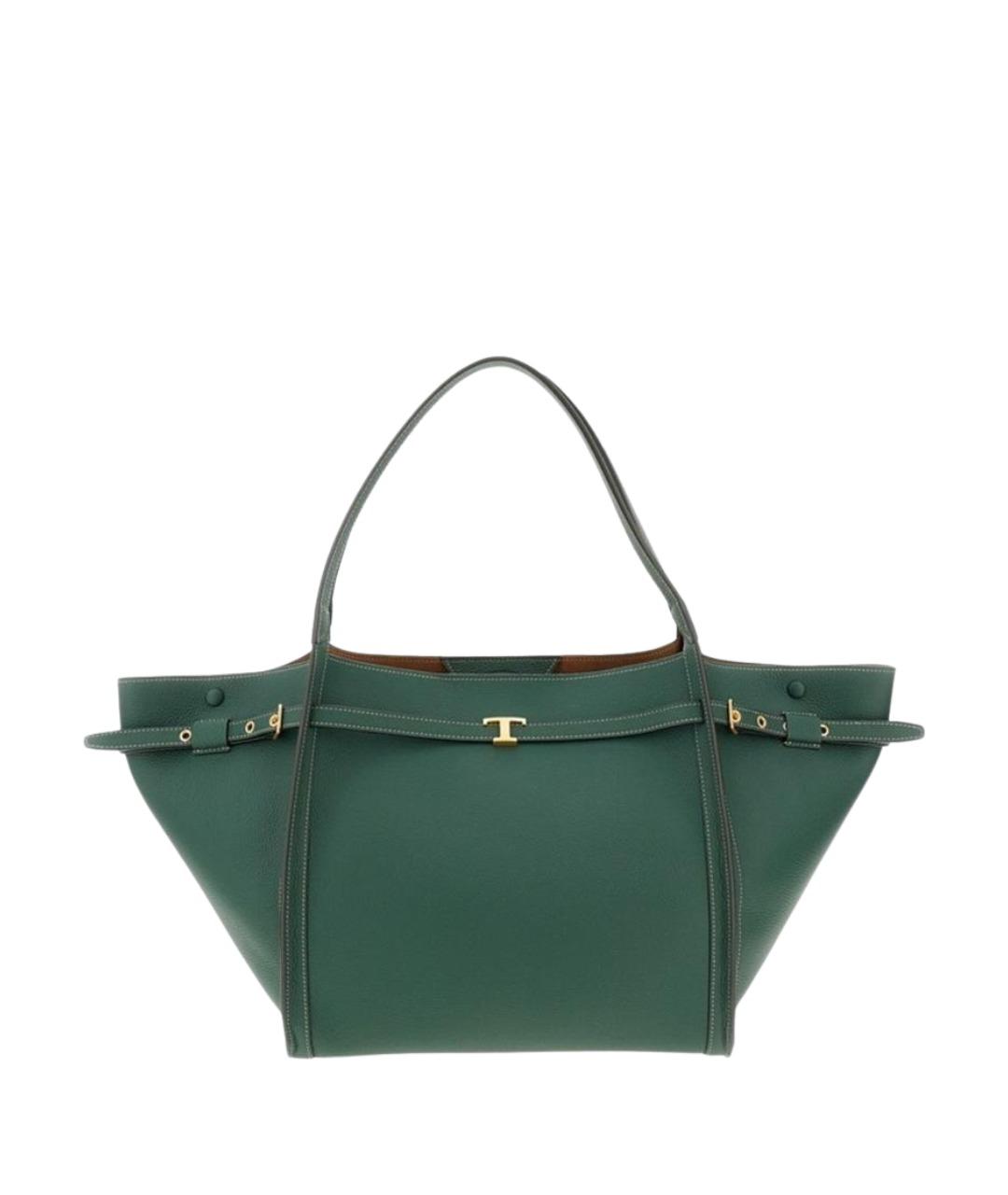 TOD'S Зеленая кожаная сумка тоут, фото 1