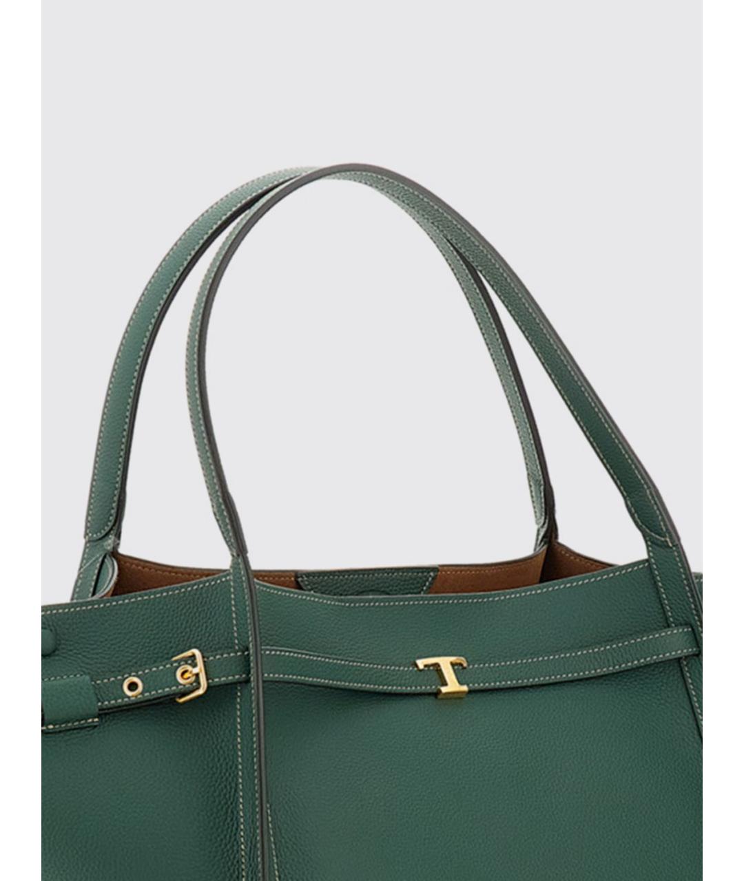 TOD'S Зеленая кожаная сумка тоут, фото 3
