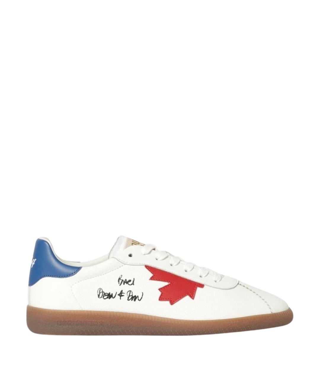 DSQUARED2 Белые кожаные низкие кроссовки / кеды, фото 1