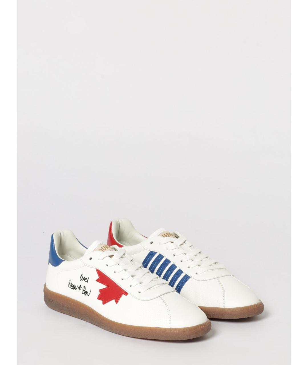 DSQUARED2 Белые кожаные низкие кроссовки / кеды, фото 2