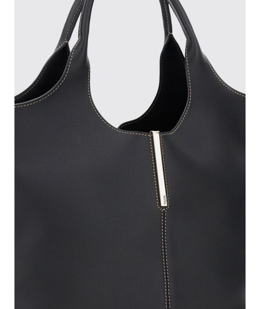 TOD'S Черная кожаная сумка тоут, фото 3