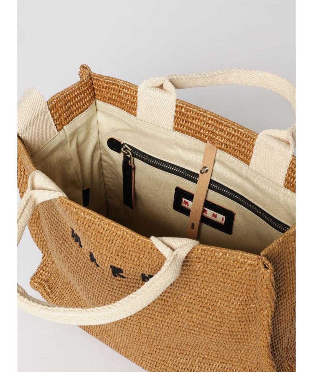 MARNI Бежевая хлопковая сумка тоут, фото 5