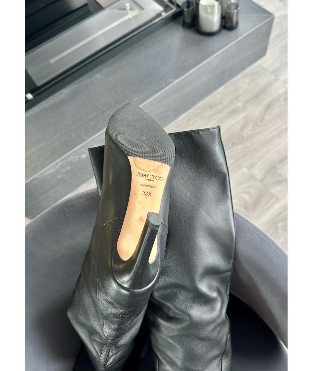 JIMMY CHOO Черные кожаные сапоги, фото 3