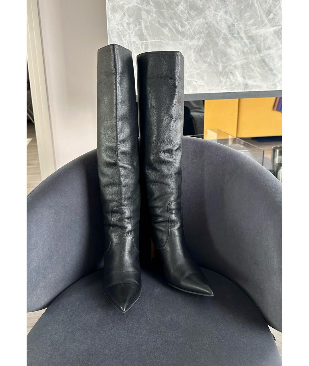 JIMMY CHOO Черные кожаные сапоги, фото 2