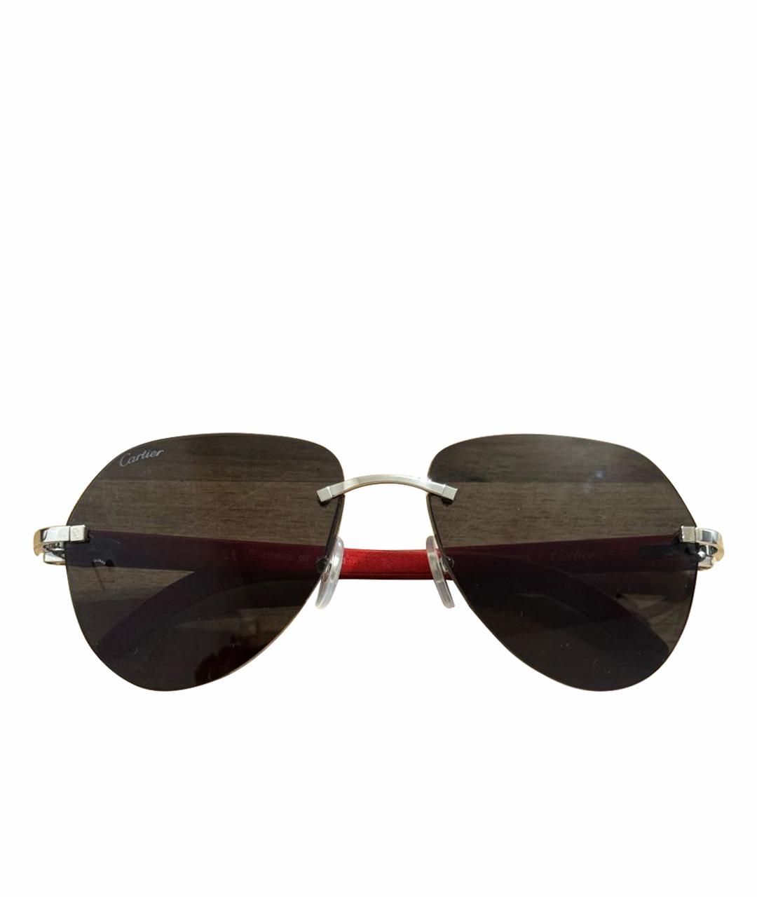 CARTIER Красные металлические солнцезащитные очки, фото 1