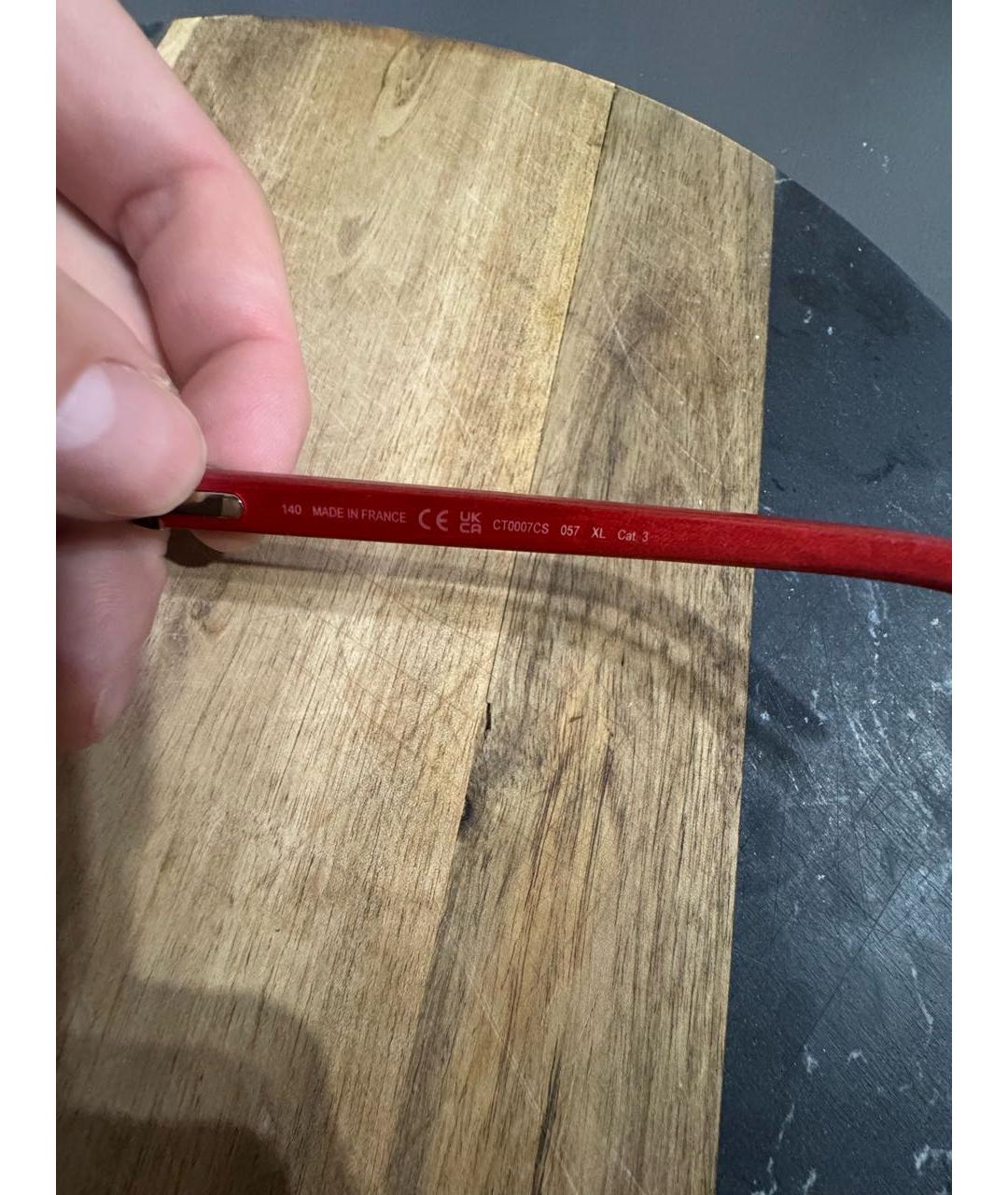 CARTIER Красные металлические солнцезащитные очки, фото 5