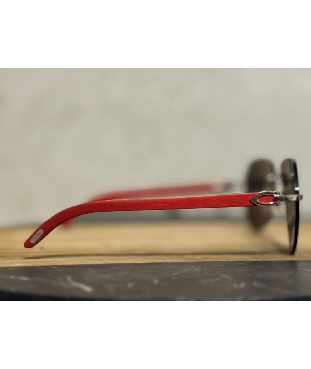 CARTIER Красные металлические солнцезащитные очки, фото 2