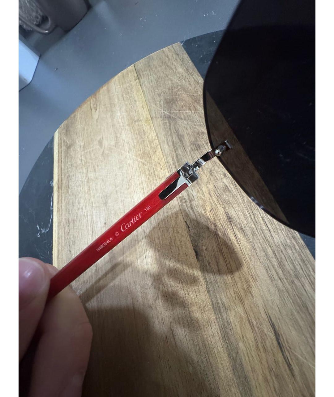 CARTIER Красные металлические солнцезащитные очки, фото 4