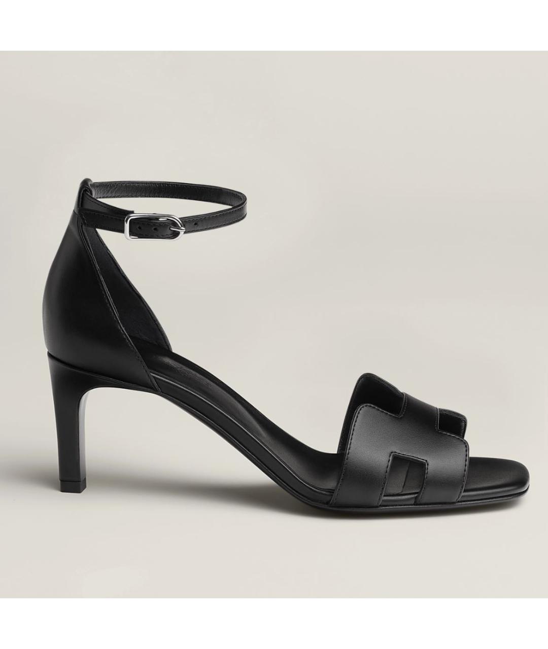 HERMES Черные кожаные босоножки, фото 5