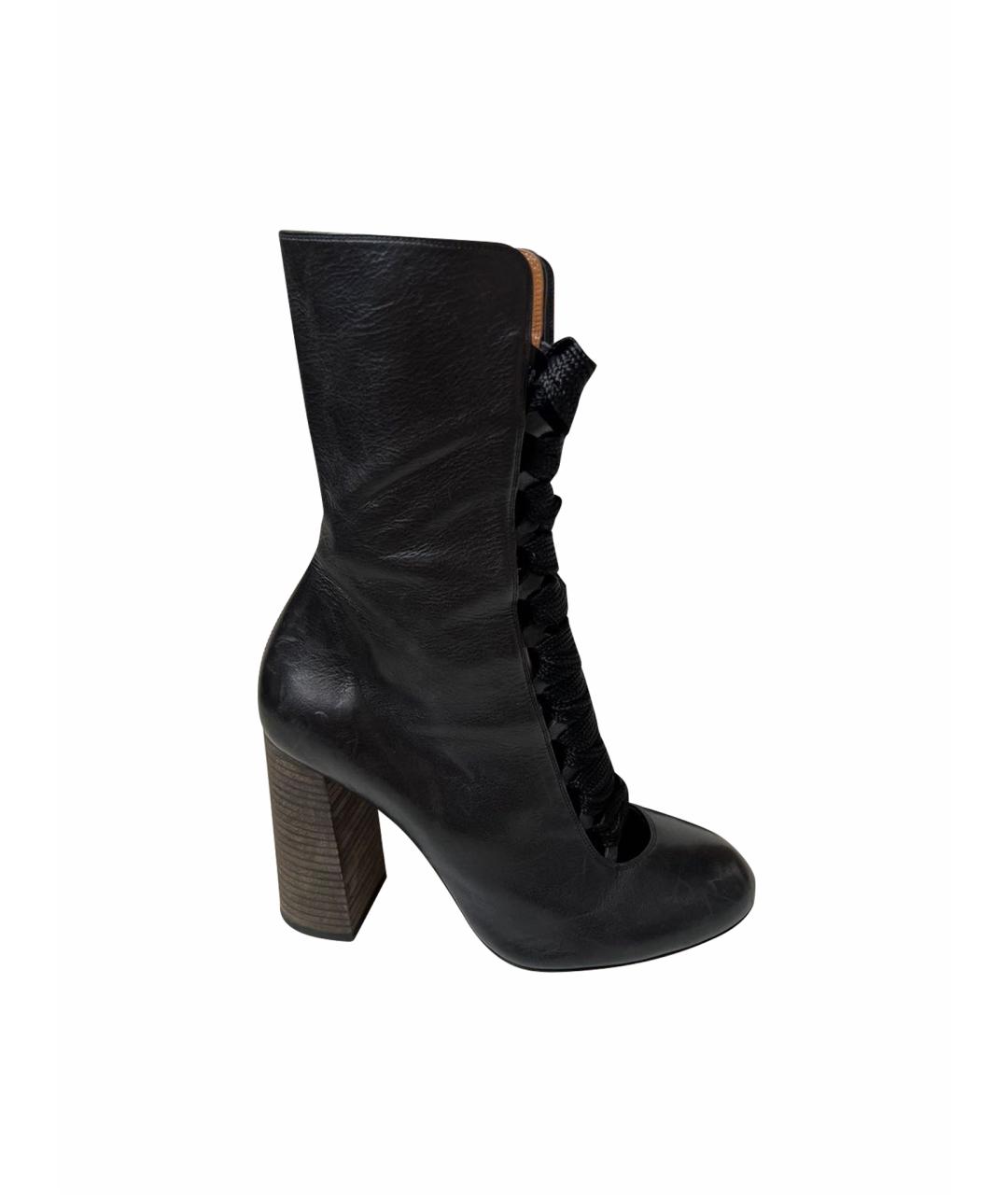 CHLOE Черные кожаные ботильоны, фото 1