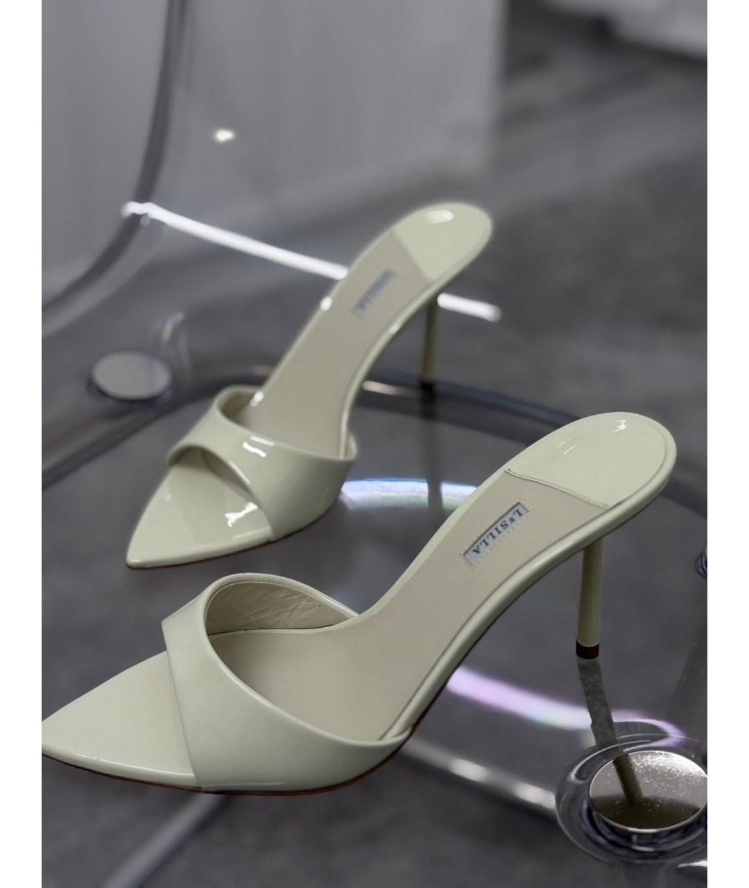 LE SILLA Белые мюли из лакированной кожи, фото 3