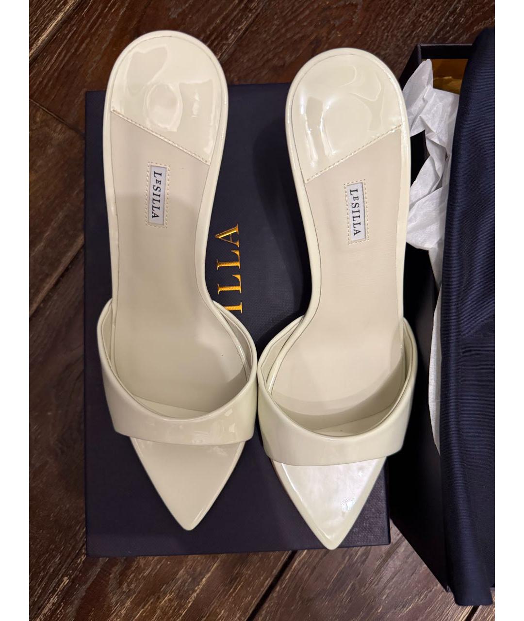 LE SILLA Белые мюли из лакированной кожи, фото 5