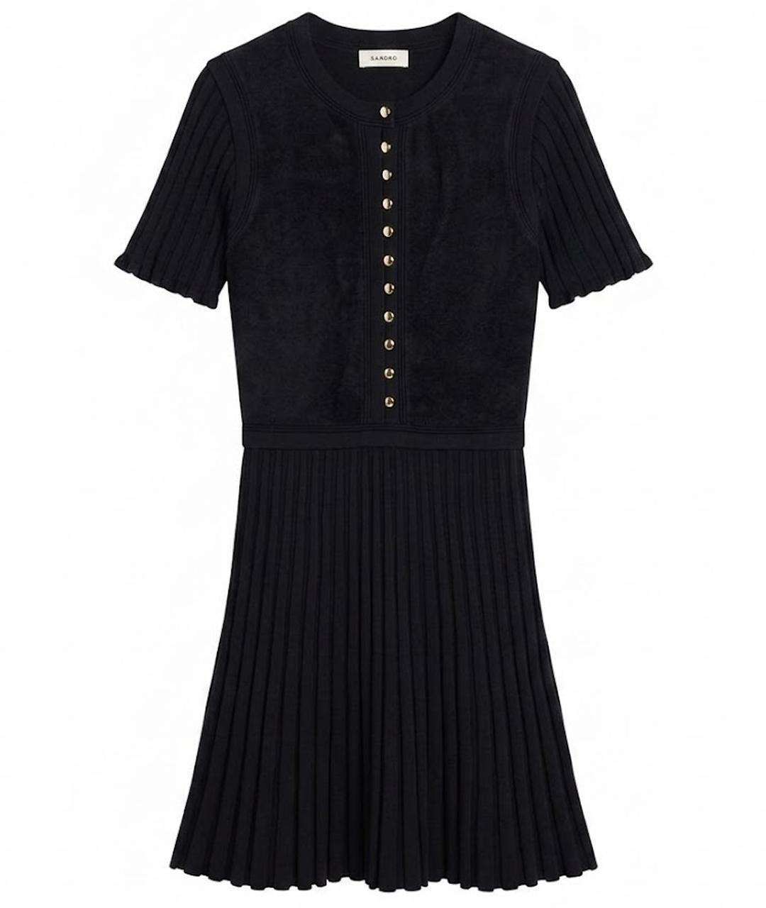 SANDRO Черное вискозное вечернее платье, фото 1