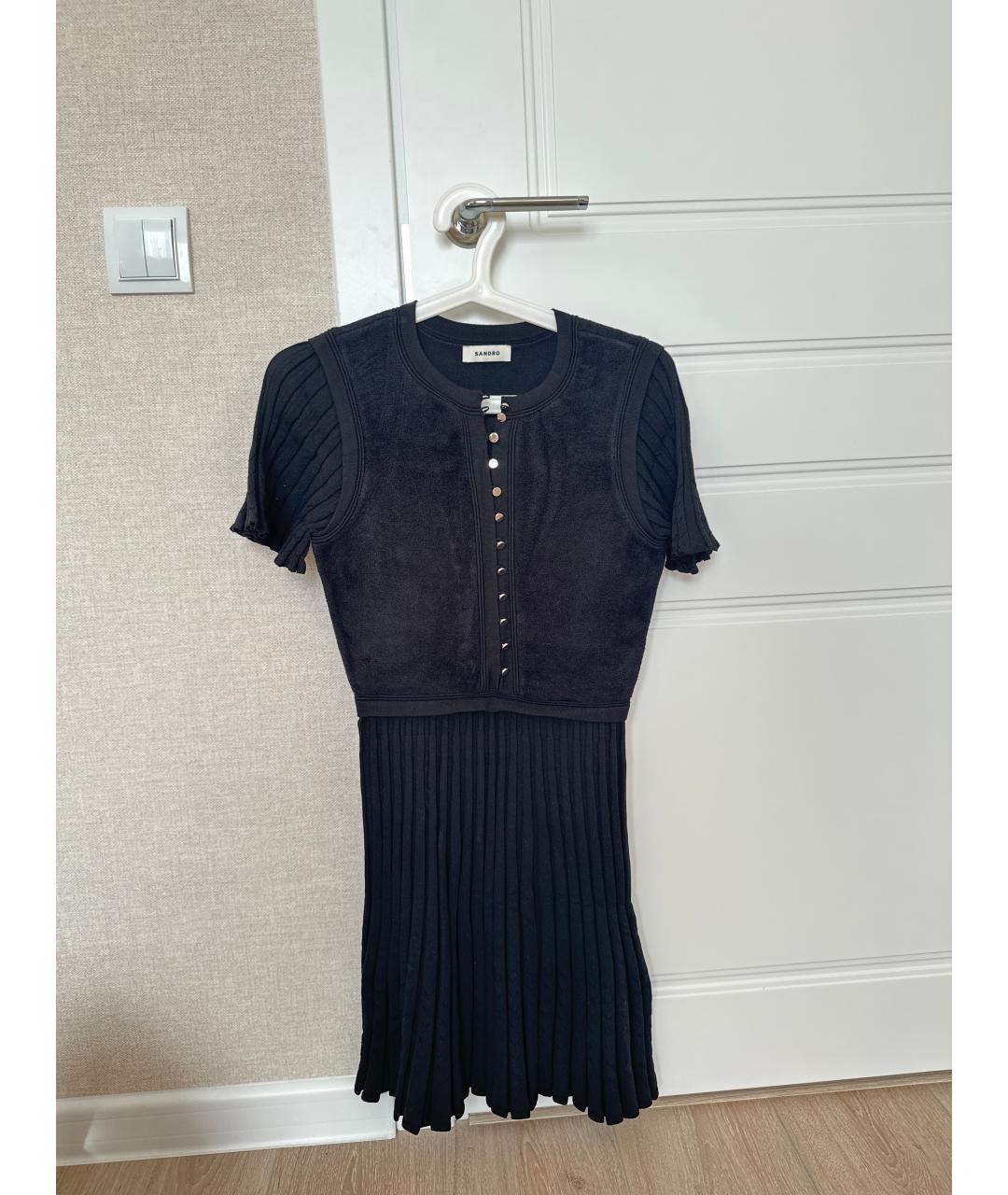 SANDRO Черное вискозное вечернее платье, фото 5