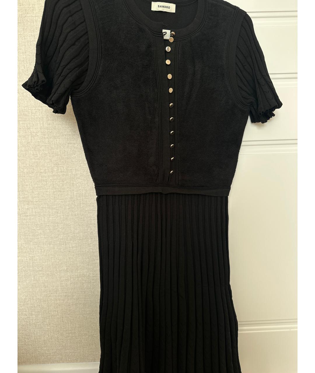 SANDRO Черное вискозное вечернее платье, фото 4