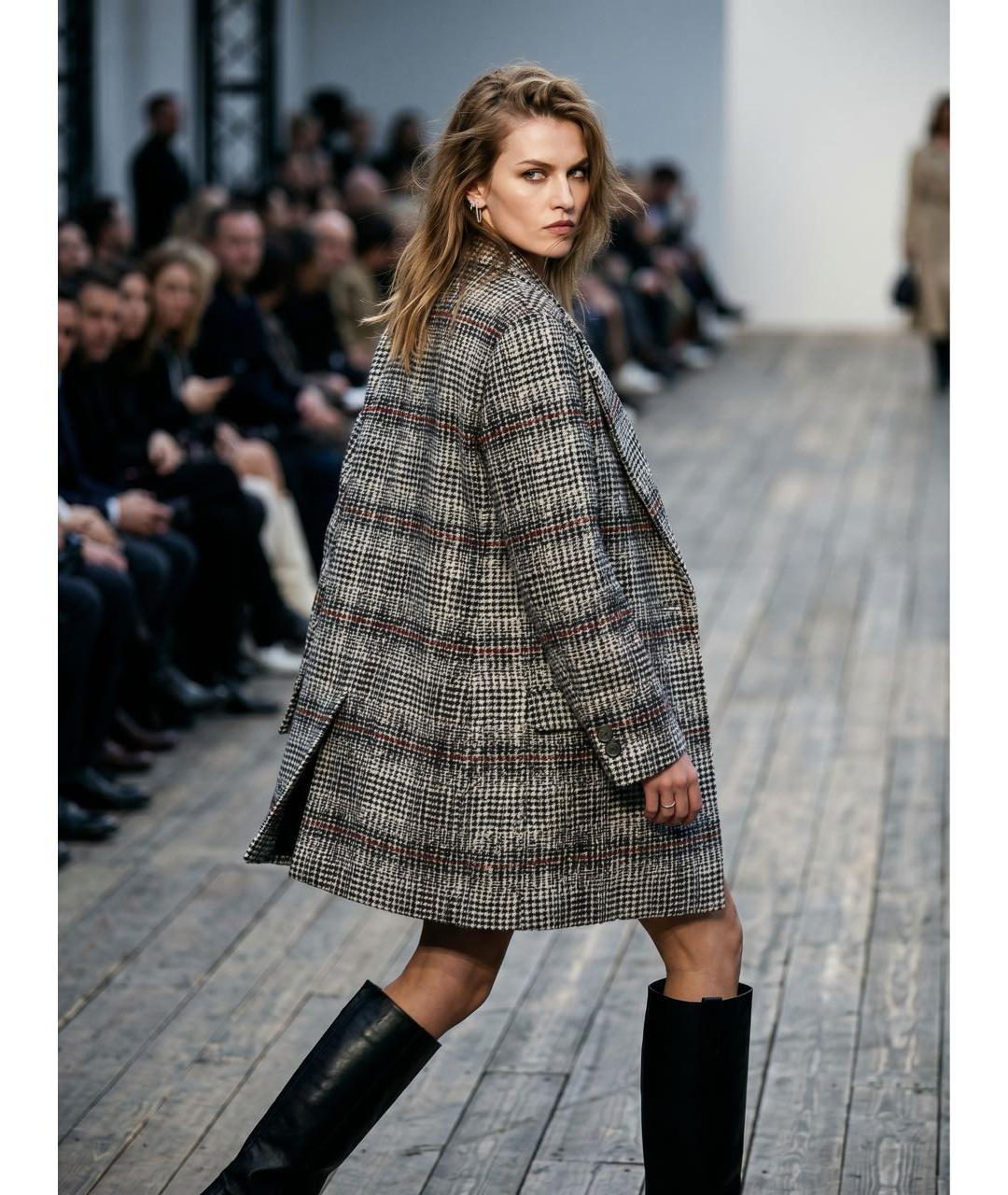 ISABEL MARANT Серое шерстяное пальто, фото 4