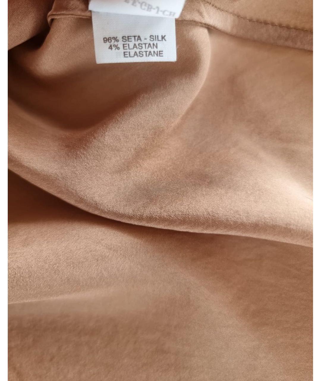 BRUNELLO CUCINELLI Коричневая шелковая блузы, фото 5