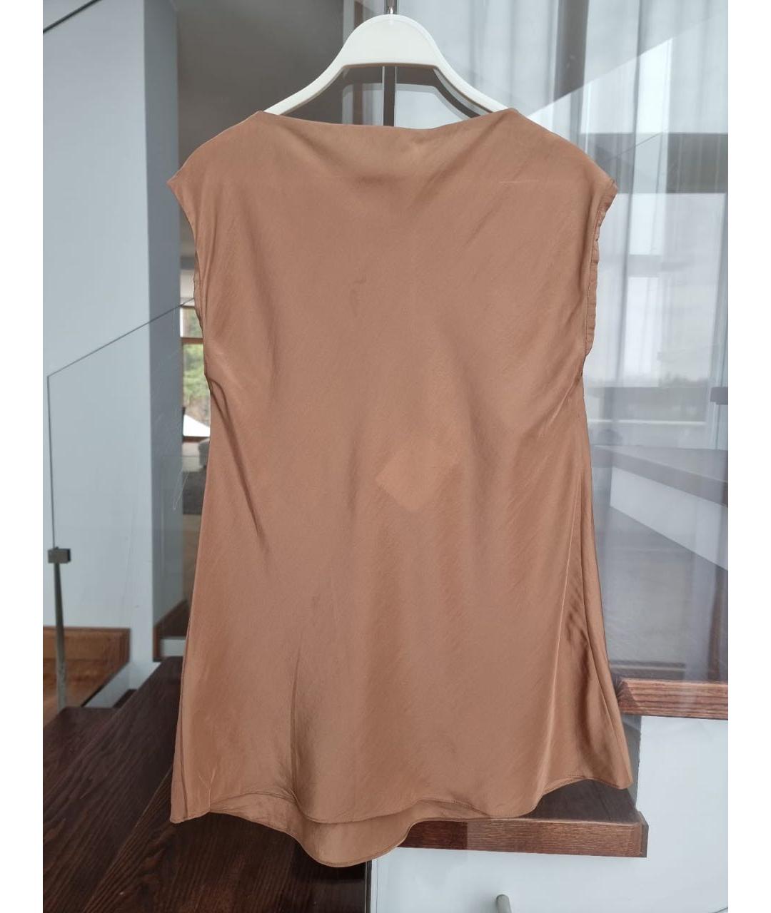 BRUNELLO CUCINELLI Коричневая шелковая блузы, фото 2