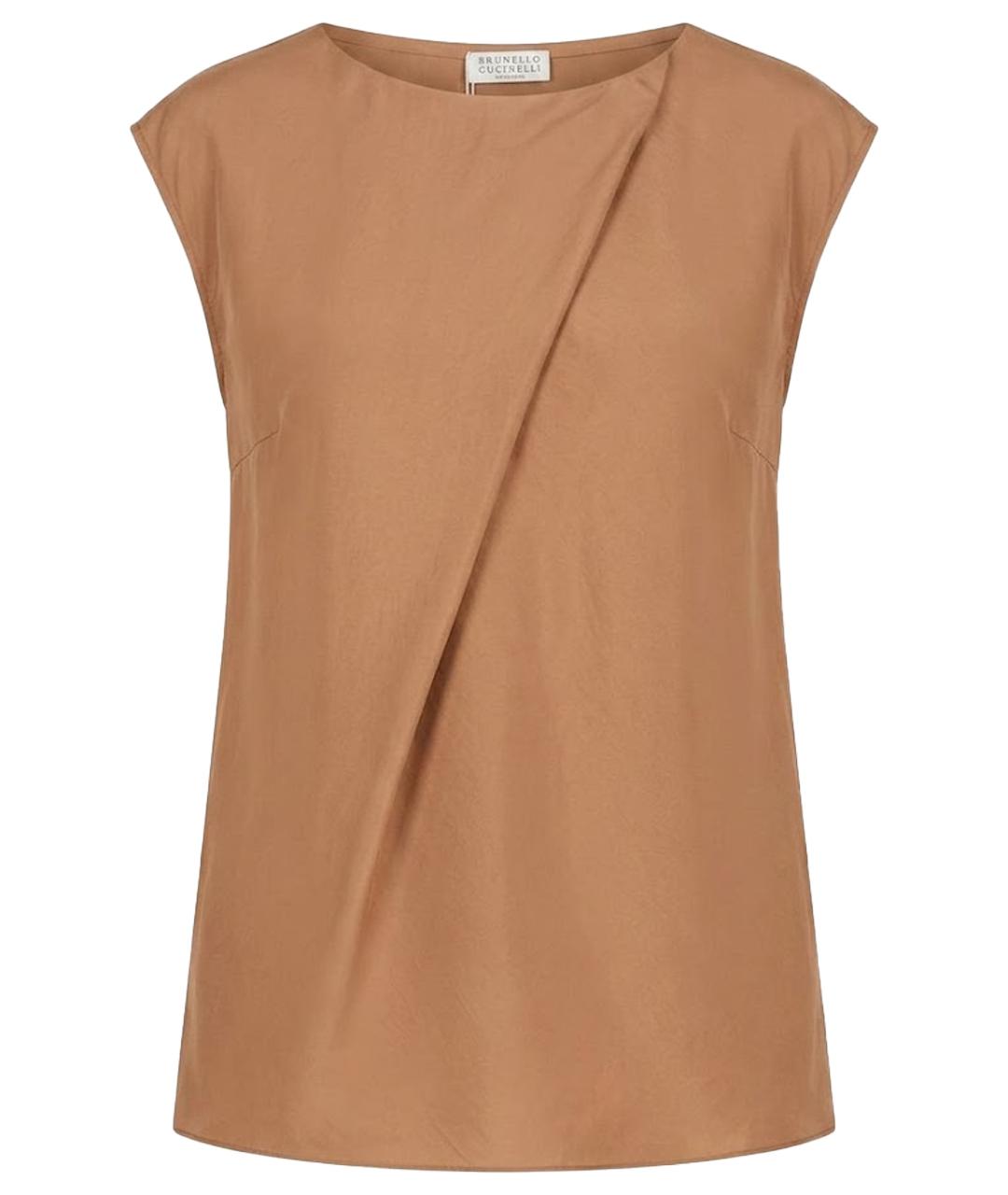 BRUNELLO CUCINELLI Коричневая шелковая блузы, фото 1