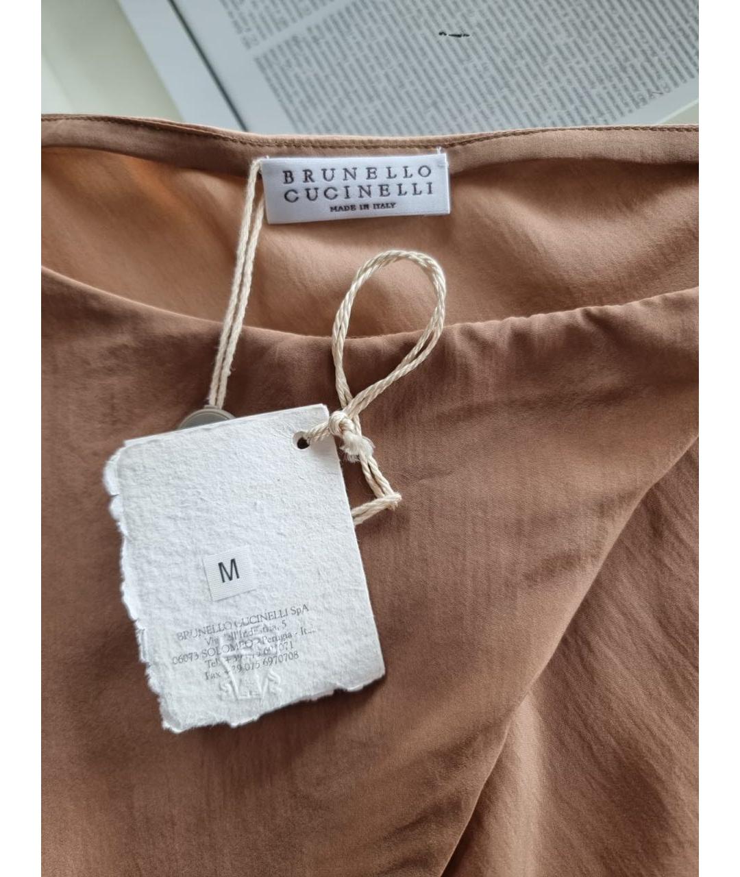 BRUNELLO CUCINELLI Коричневая шелковая блузы, фото 3