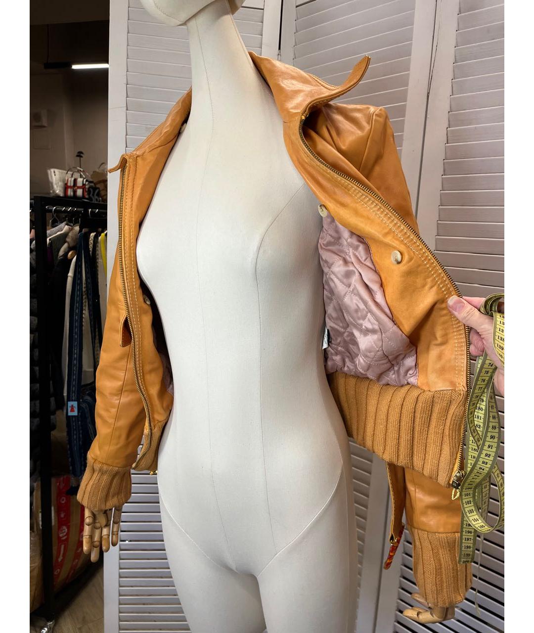 CAVALLI CLASS Горчичная кожаная куртка, фото 8