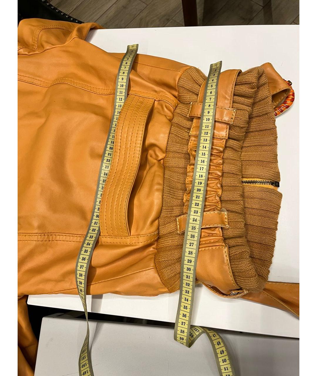 CAVALLI CLASS Горчичная кожаная куртка, фото 2