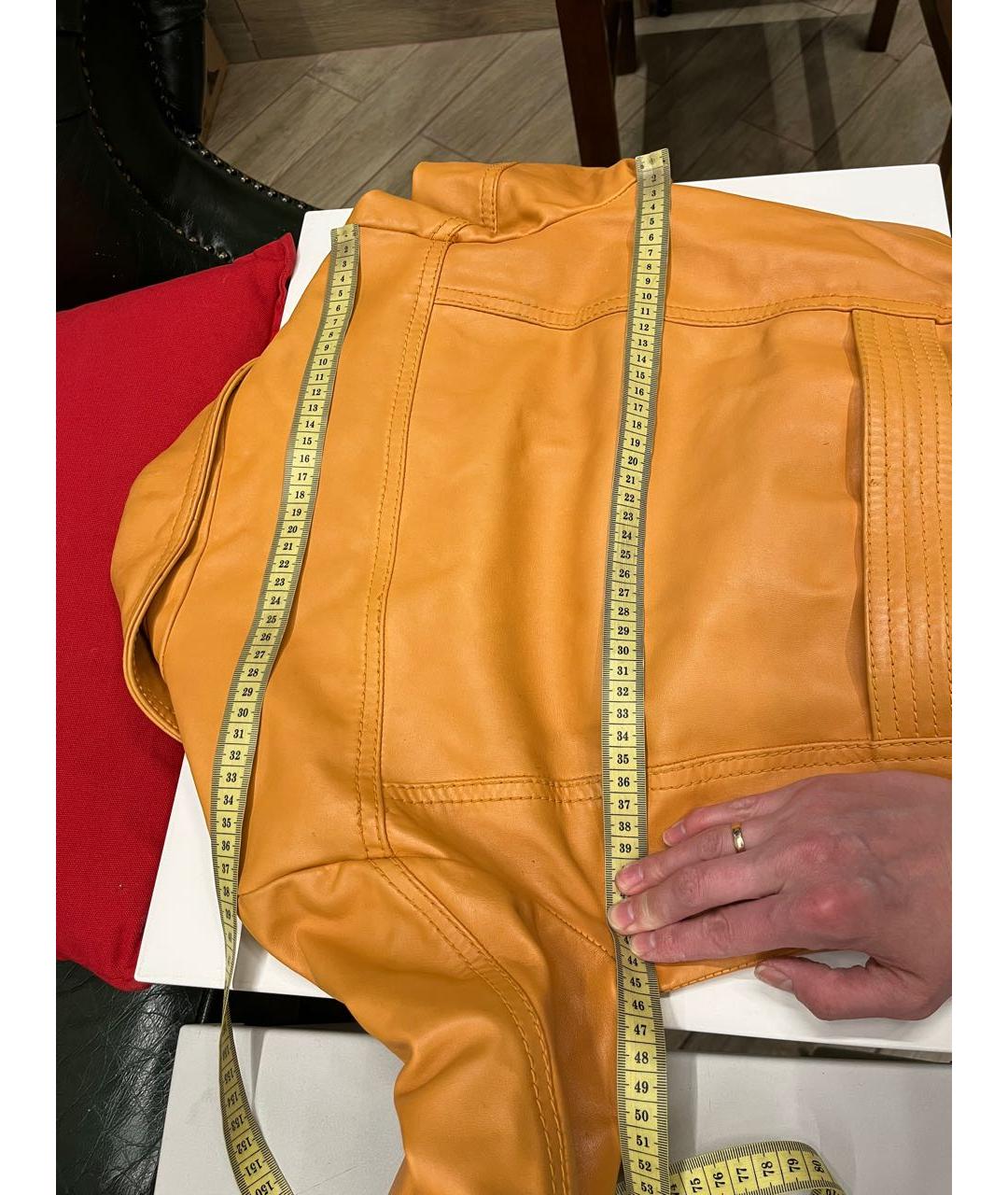 CAVALLI CLASS Горчичная кожаная куртка, фото 3