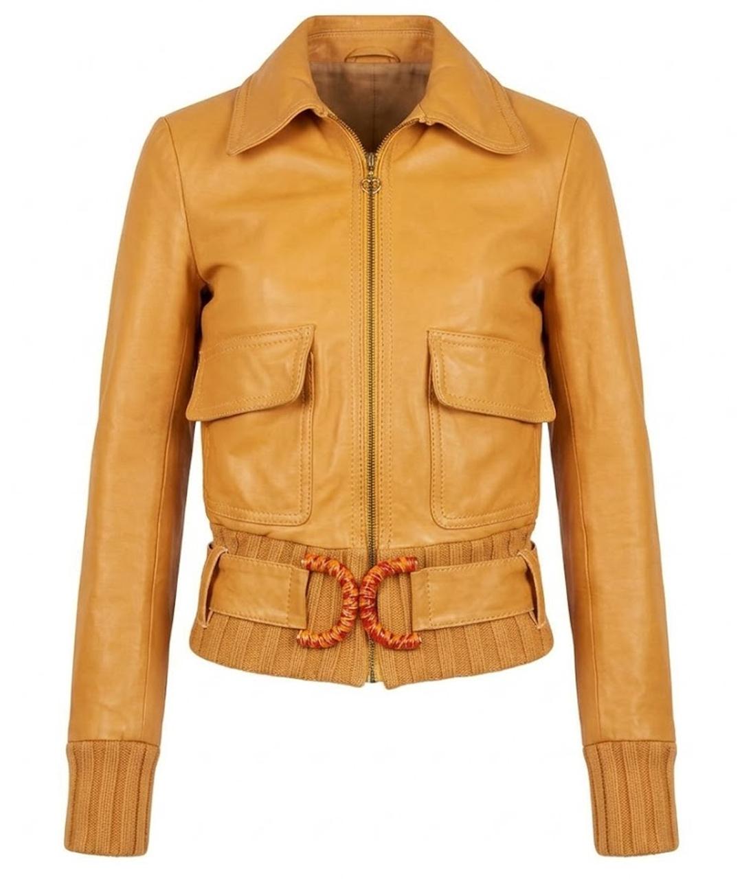 CAVALLI CLASS Горчичная кожаная куртка, фото 1