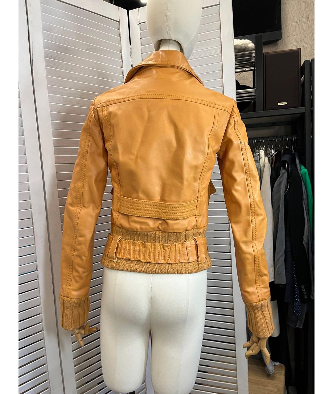 CAVALLI CLASS Горчичная кожаная куртка, фото 7