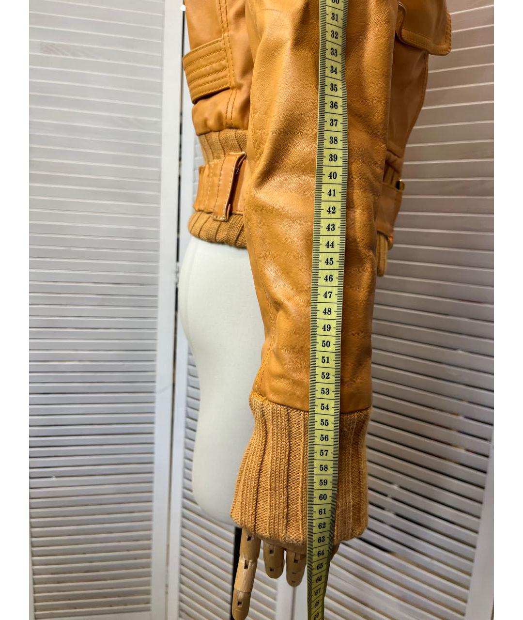 CAVALLI CLASS Горчичная кожаная куртка, фото 5