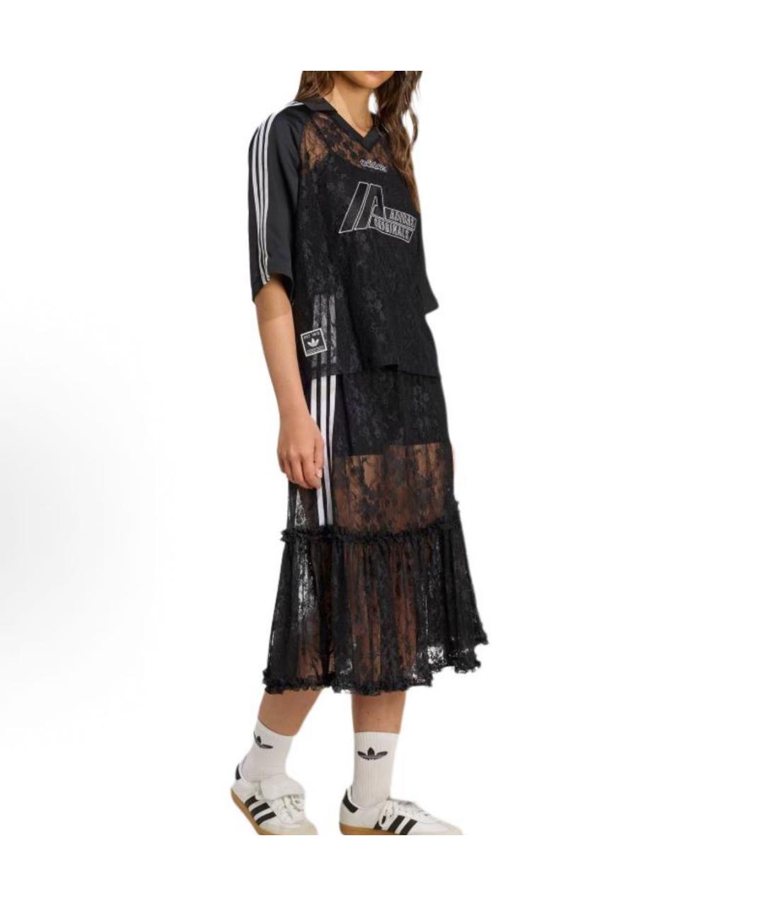 ADIDAS Черная кружевная юбка миди, фото 3