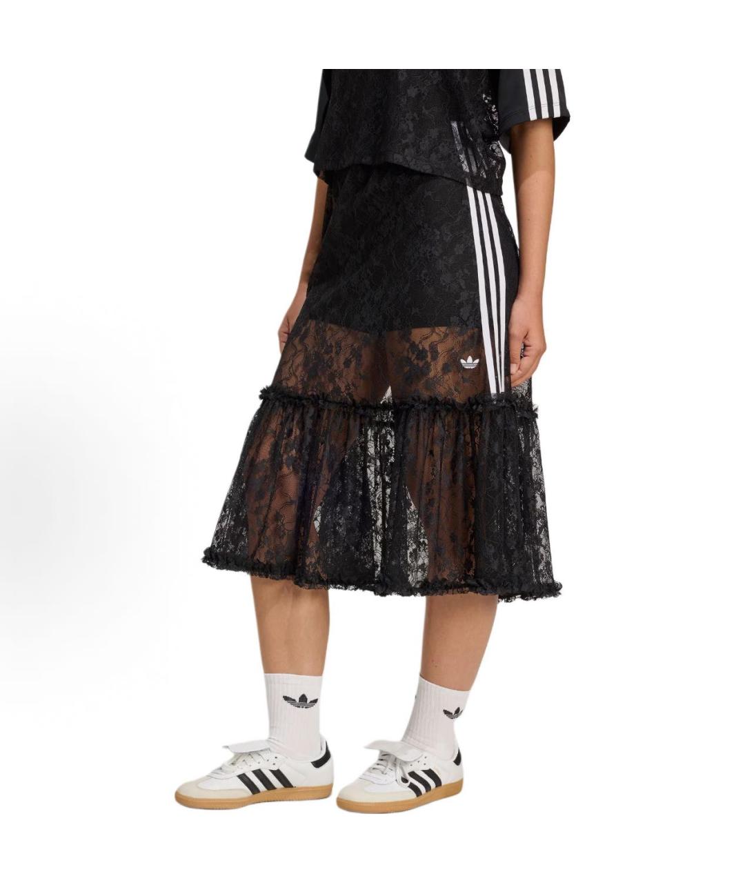 ADIDAS Черная кружевная юбка миди, фото 2