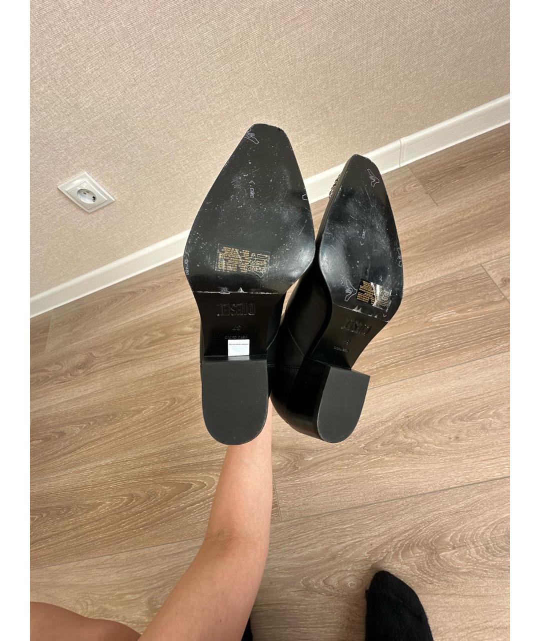 DIESEL Черные кожаные ботинки, фото 5