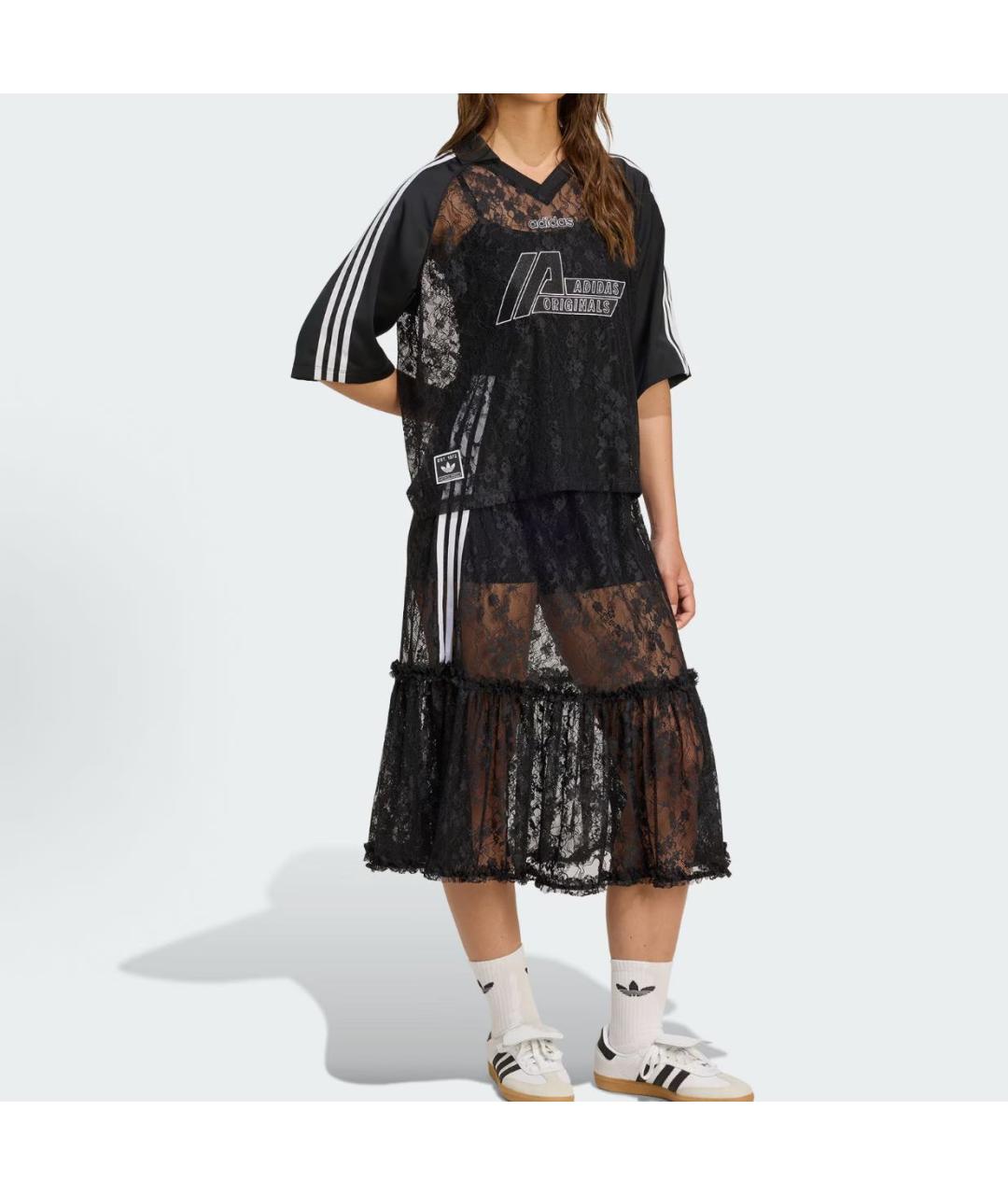 ADIDAS Черная кружевная футболка, фото 3
