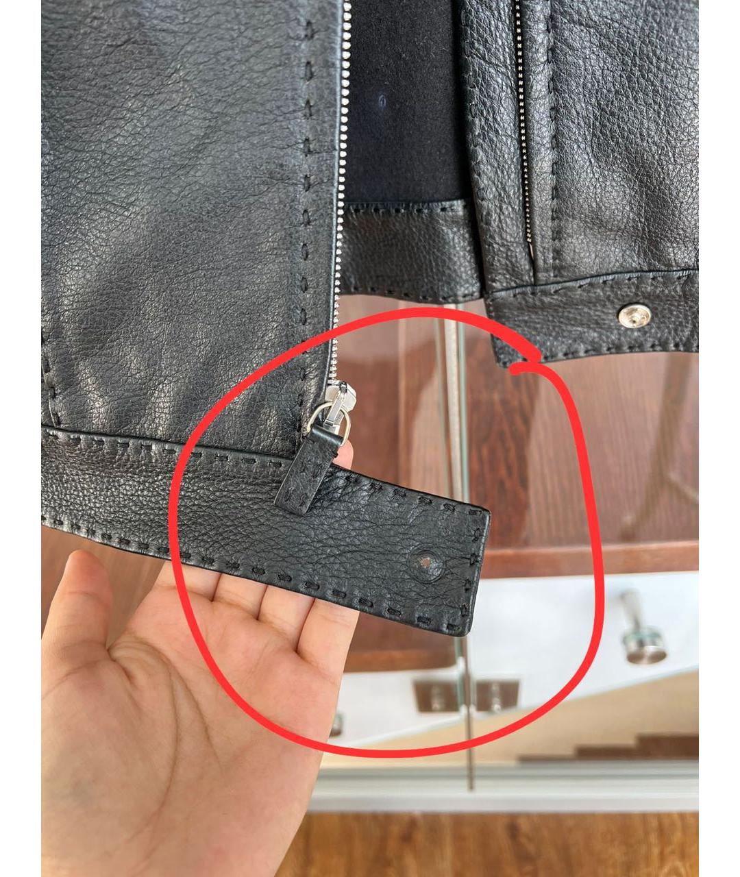 FENDI Черная кожаная куртка, фото 4