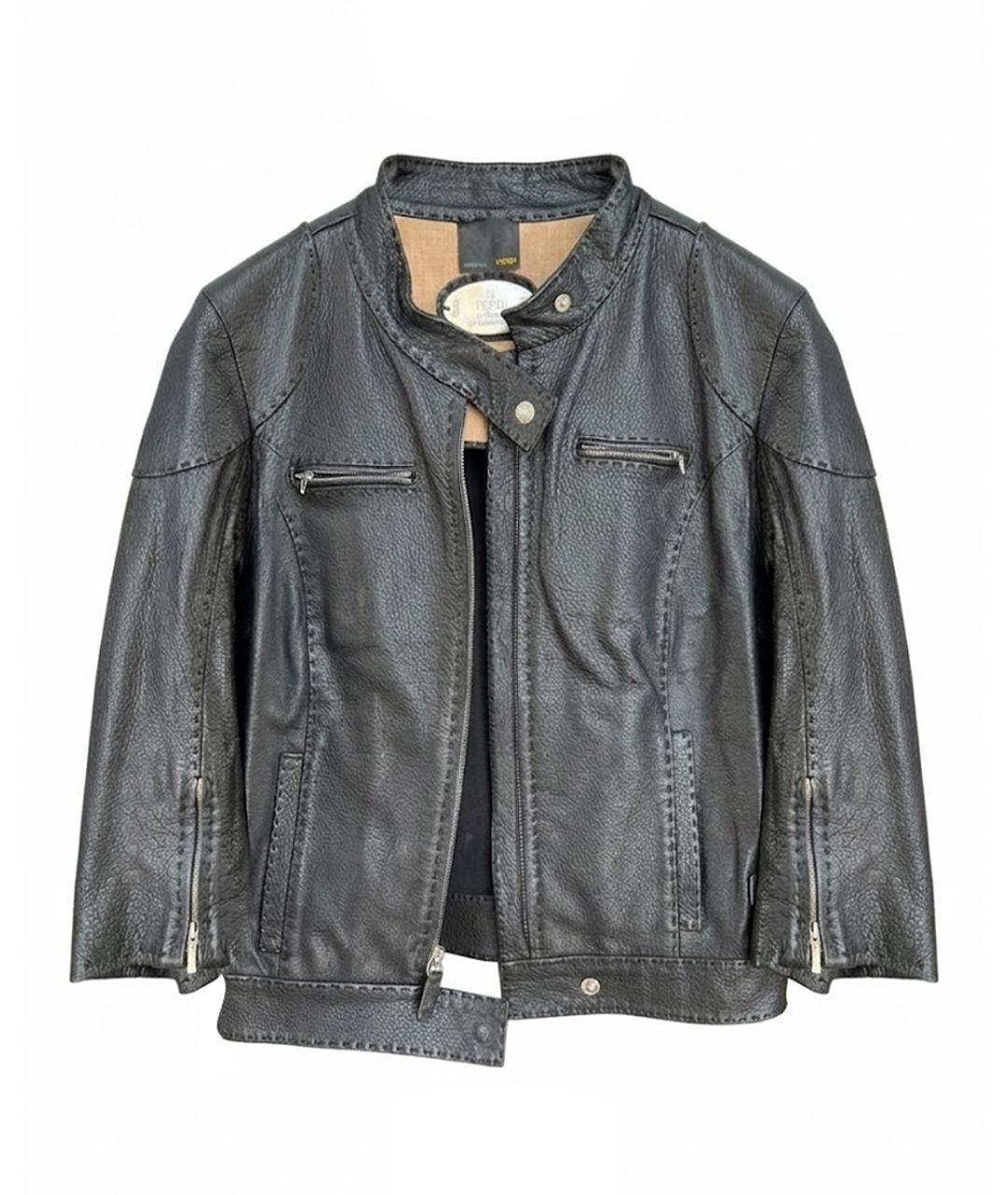 FENDI Черная кожаная куртка, фото 1