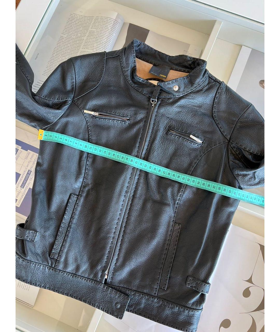 FENDI Черная кожаная куртка, фото 5