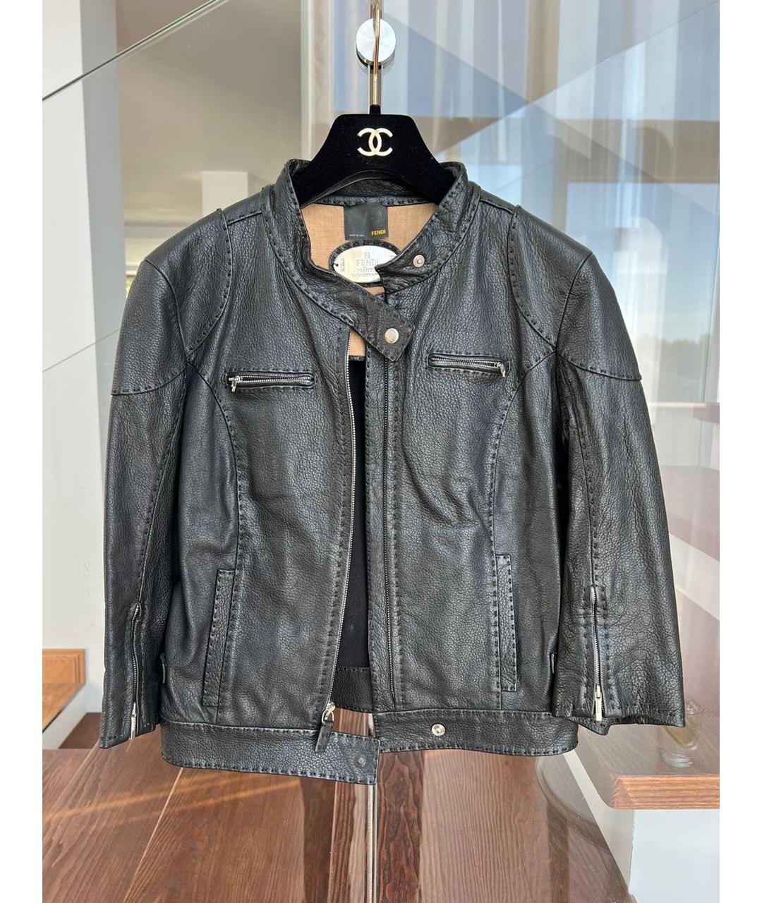 FENDI Черная кожаная куртка, фото 9