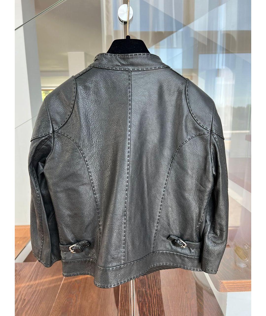 FENDI Черная кожаная куртка, фото 2