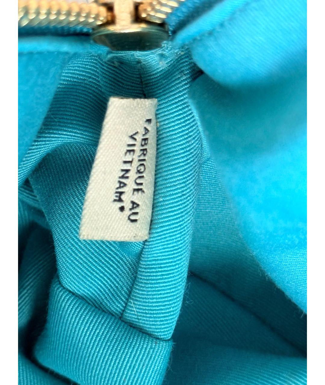 COACH Бирюзовая кожаная сумка с короткими ручками, фото 6