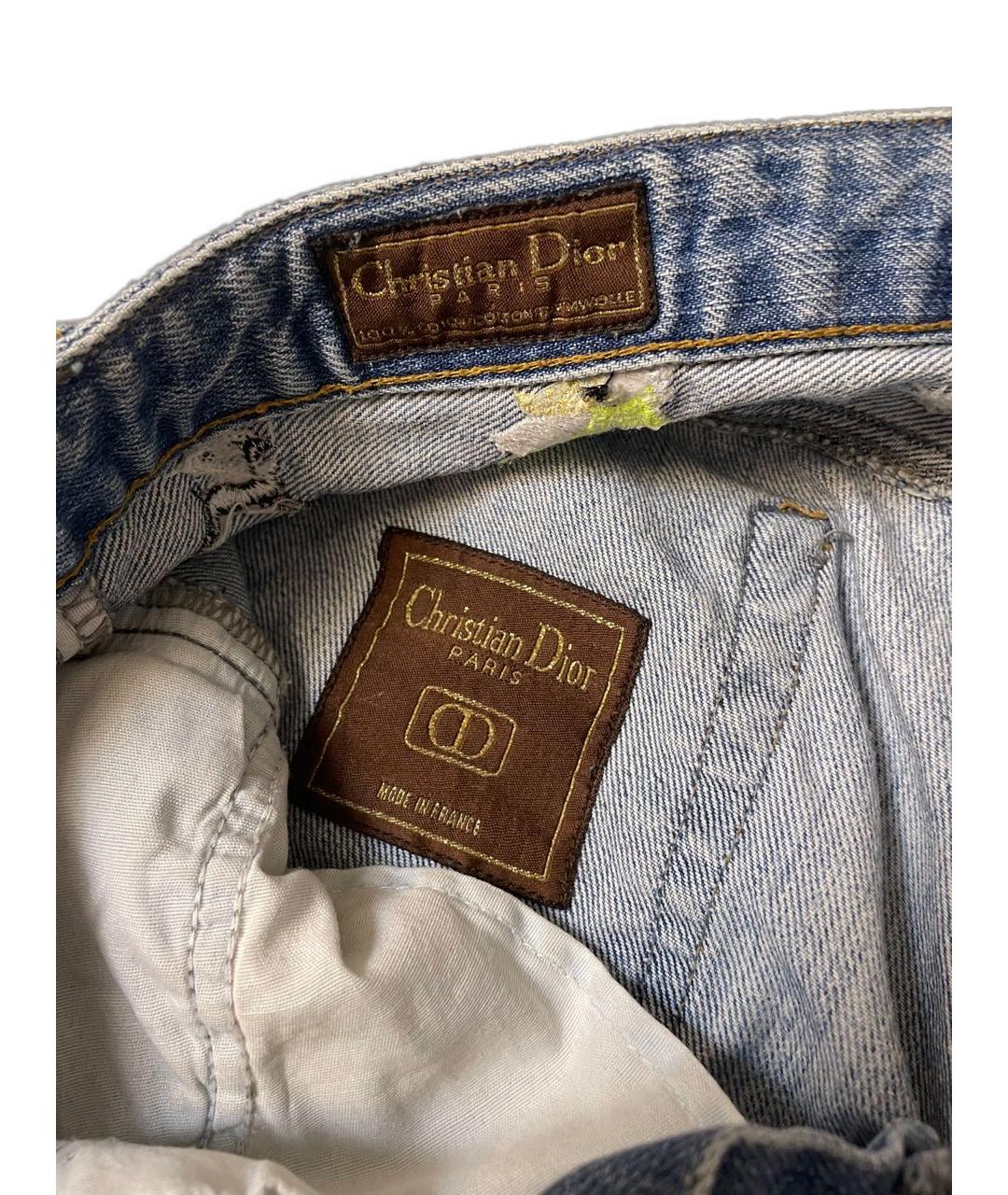 CHRISTIAN DIOR Голубые хлопковые джинсы клеш, фото 3