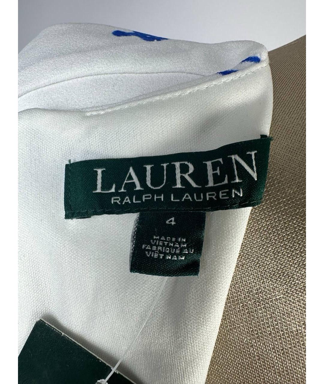 RALPH LAUREN Белое полиэстеровое коктейльное платье, фото 5