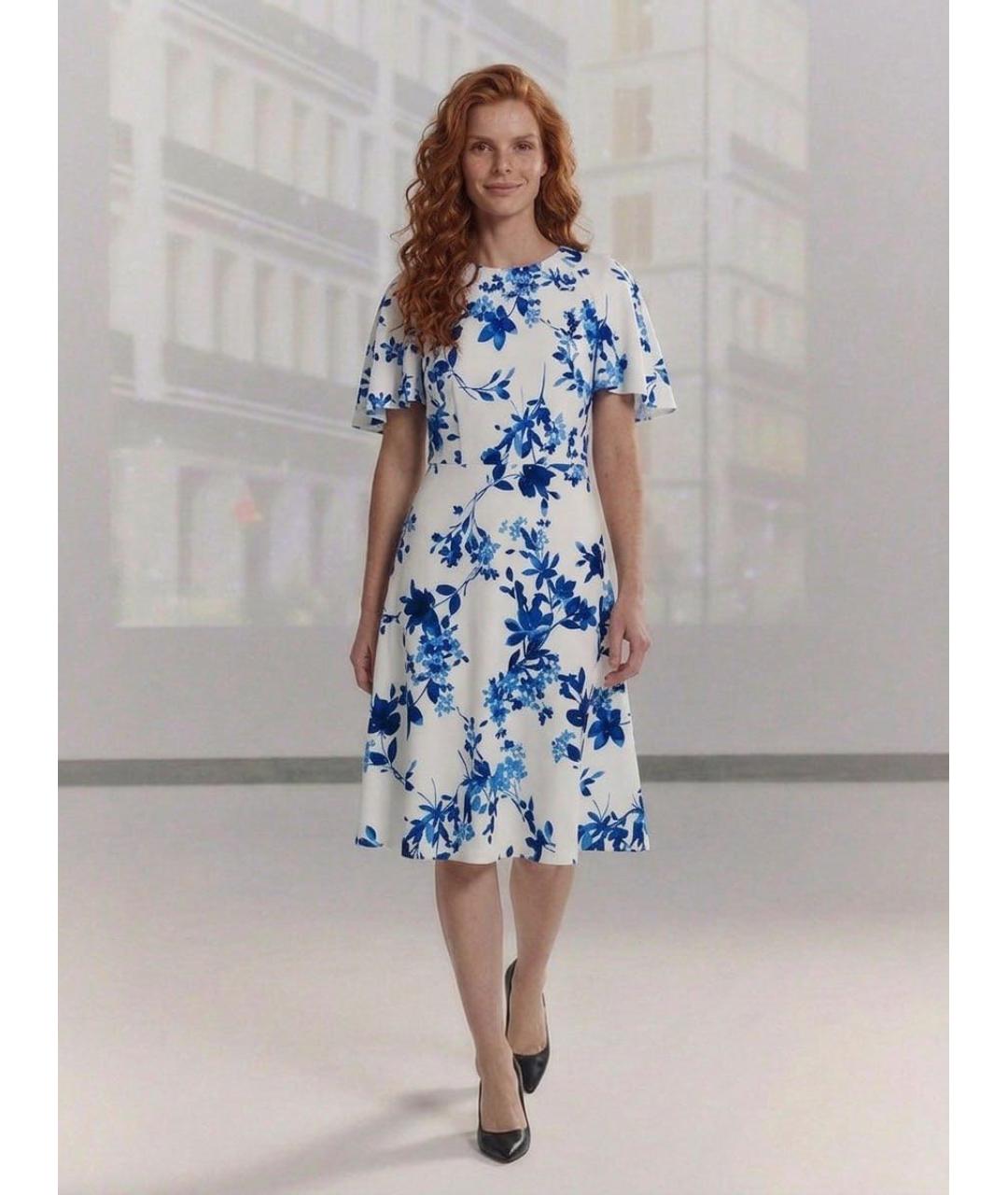 RALPH LAUREN Белое полиэстеровое коктейльное платье, фото 7