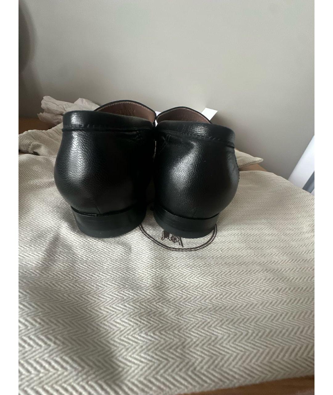 HERMES Черные кожаные лоферы, фото 4